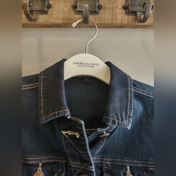 American Eagle Outfitters Jean Jacket In Dark Blue Size XS - Picture 2 of 7